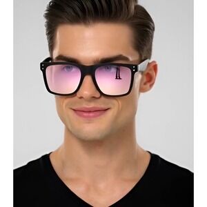 Black Frame Sunglasses Pink Mirrored Lens Square Fashion Sun Glasses Lentes New‎